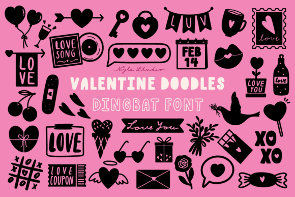 Valentine Doodles: A Playful Dingbats Font for Digital Branding